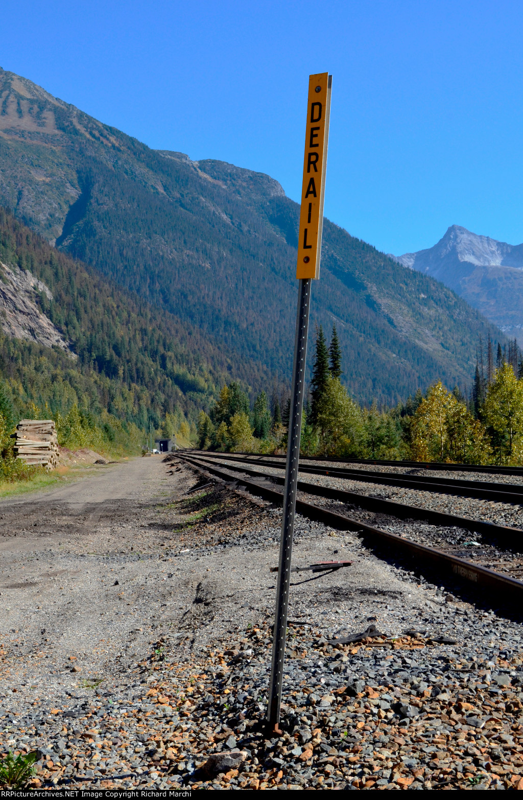 Roger Pass (Illecillewaet Valley). Derail near the West end of Mount Macdonald Railway Tunnel BC